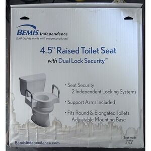 Bemis Rise 4.5" Raised Toilet Seat with Handles, Toilet Seat Riser for Seniors
